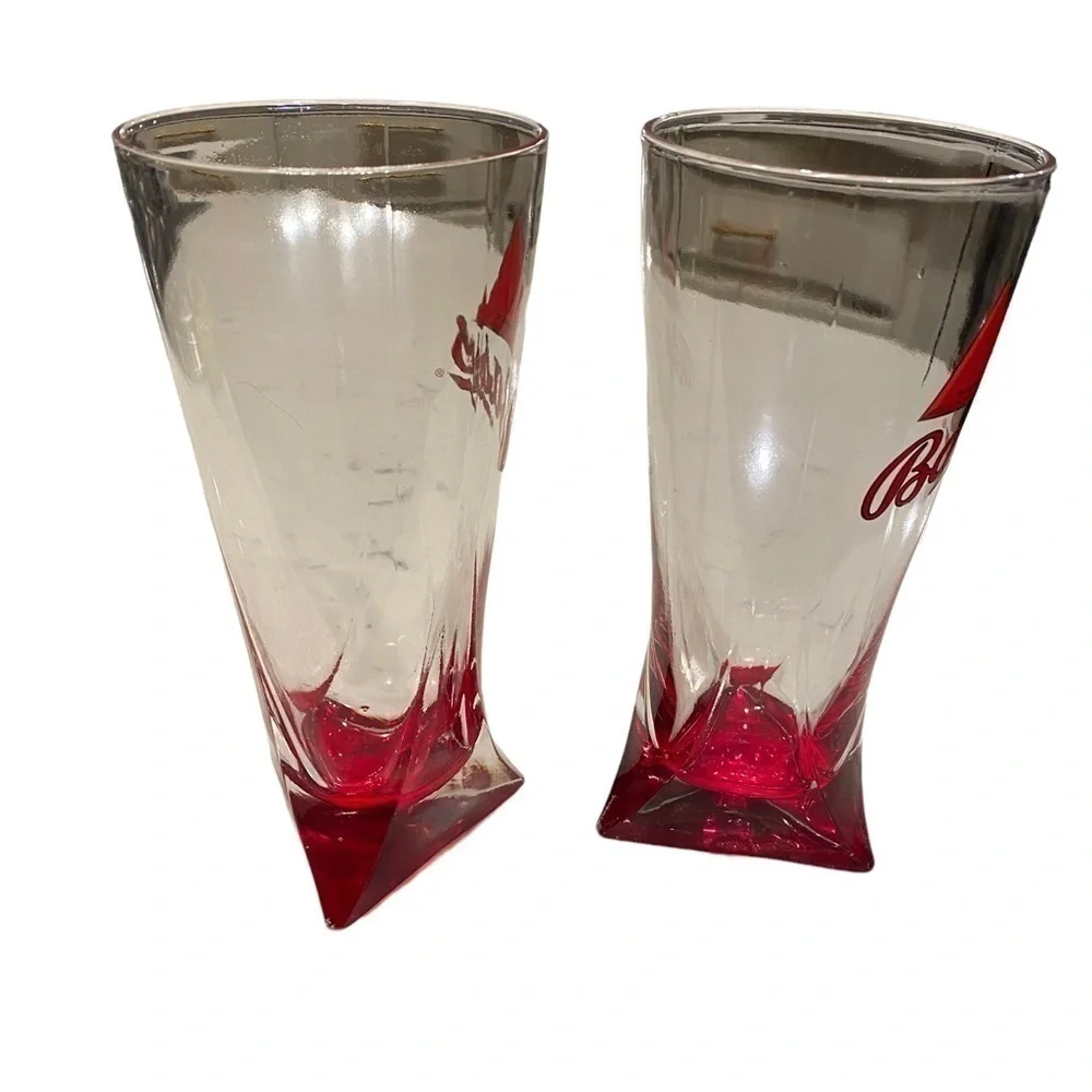 BASS ALE Beer Glasses Red Triangle Bottom English Bar Decor British Barware